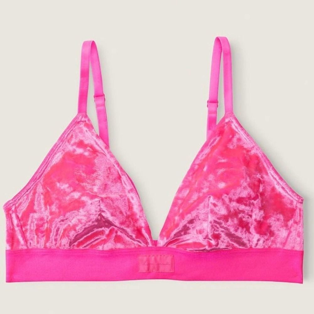 Victoria's Secret PINK VELVET TRIANGLE BRALETTE Atomic Pink